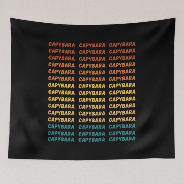 Item preview, Capybara capybara capybara, retro sunset inscription designed and sold by Mateusz Majcherek.