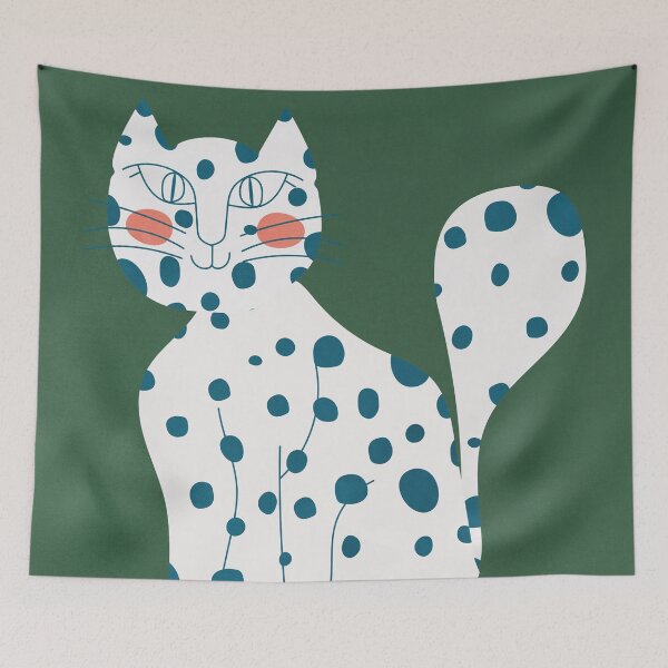 Item preview, Dotted Cat, Smiley Cat, Cool Cat Illustration, Pet Portrait designed and sold by technicolorable_art.