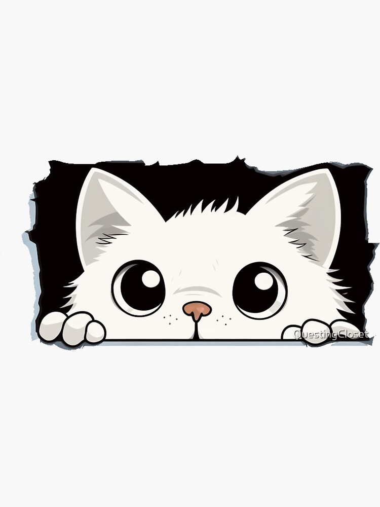 Cute Adorable Peeking Kitty Cat Kitten Cartoon Vinyl