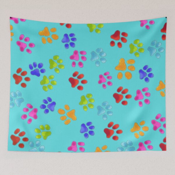 Item preview, Paw Prints Colorful On Aqua Blue designed and sold by Profitrip.