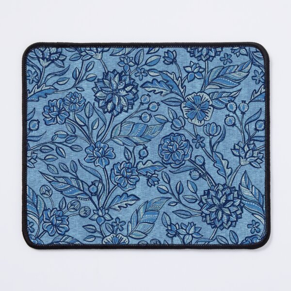 Item preview, Textured Blue Denim Retro Floral Chintz designed and sold by micklyn.