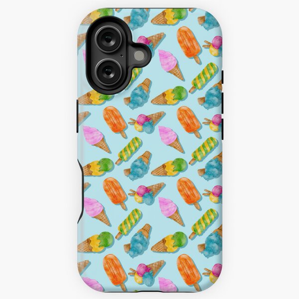Vibrant watercolor eye-catching ice cream pattern iPhone Tough Case