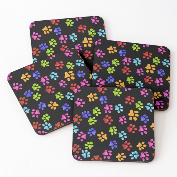 Item preview, Paw Prints Colorful On Black designed and sold by Profitrip.