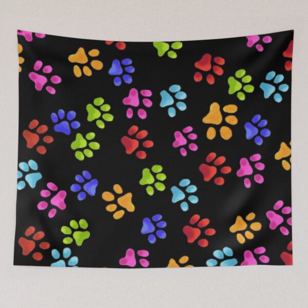 Item preview, Paw Prints Colorful On Black designed and sold by Profitrip.