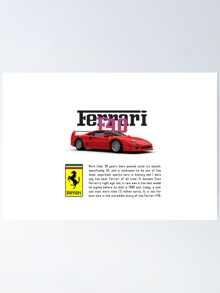 Ferrari F40 - YourFriendlyCarGuy Poster by FriendlyCarGuy