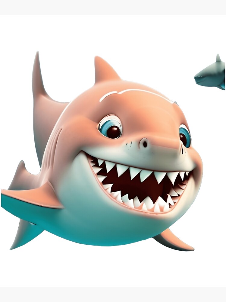 a lovable baby shark with a shy smile and adorable fins  Poster