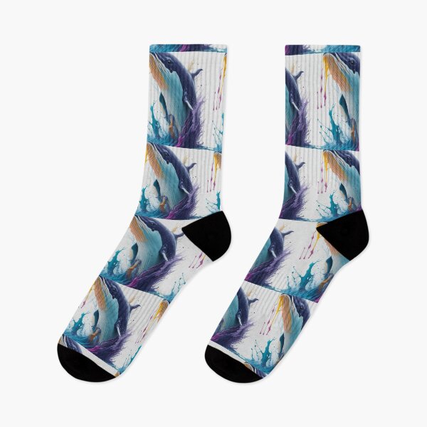 Item preview, Colorful Humpback Whale Splash Art Painting Design Print designed and sold by randomtdesigns.