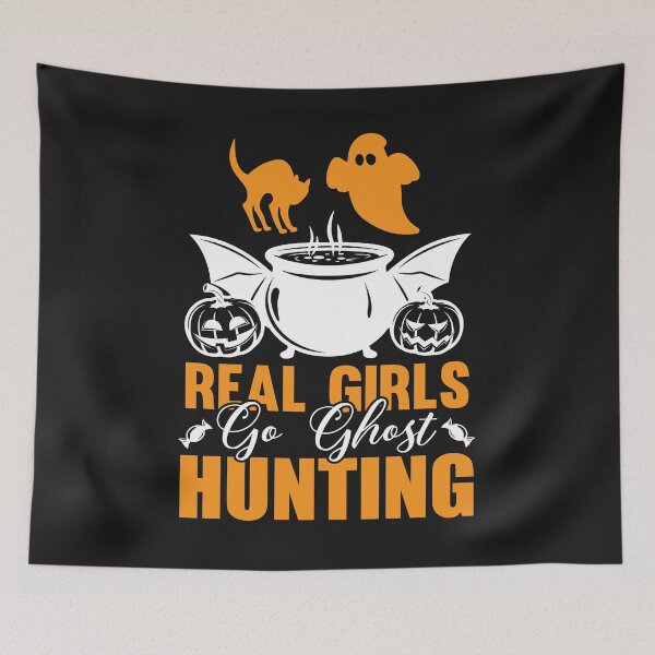 Item preview, Real Girls Go Ghost Hunting Paranormal Halloween Activity designed and sold by woormle.