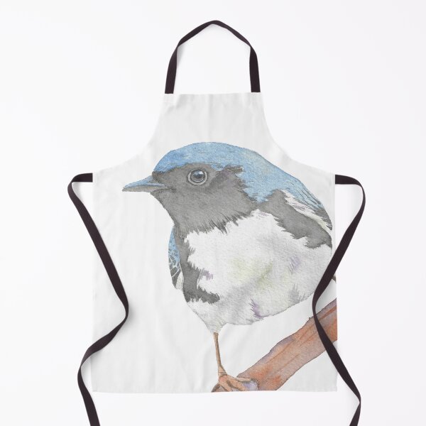 Item preview, black-throated blue warbler passerine bird watercolor portrait designed and sold by L'Atelier Oranjade.