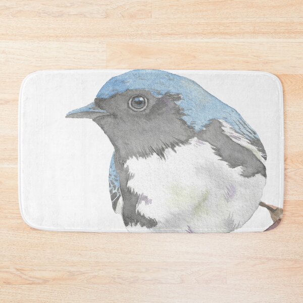 Item preview, black-throated blue warbler passerine bird watercolor portrait designed and sold by L'Atelier Oranjade.