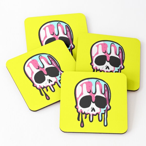 Item preview, skull Drippy Melting Skull  drippy Sticker lightning smiley face Sticker designed and sold by Koolzilla.