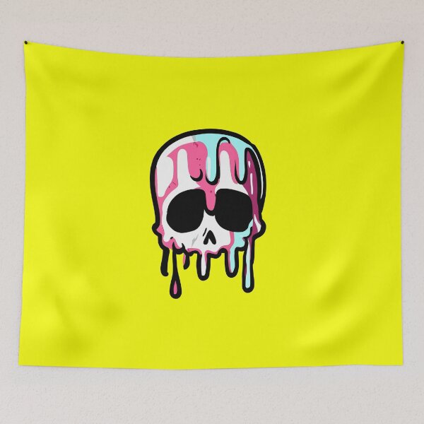 Item preview, skull Drippy Melting Skull  drippy Sticker lightning smiley face Sticker designed and sold by Koolzilla.