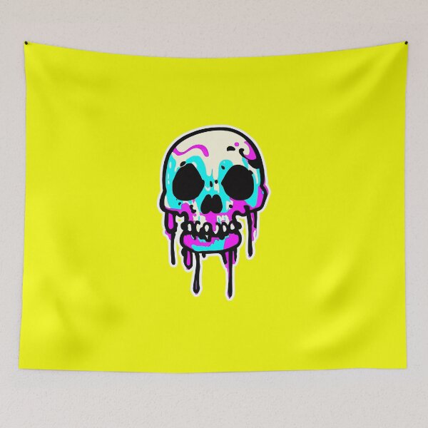 Item preview, skull Drippy Melting Skull  drippy Sticker lightning smiley face Sticker designed and sold by Koolzilla.