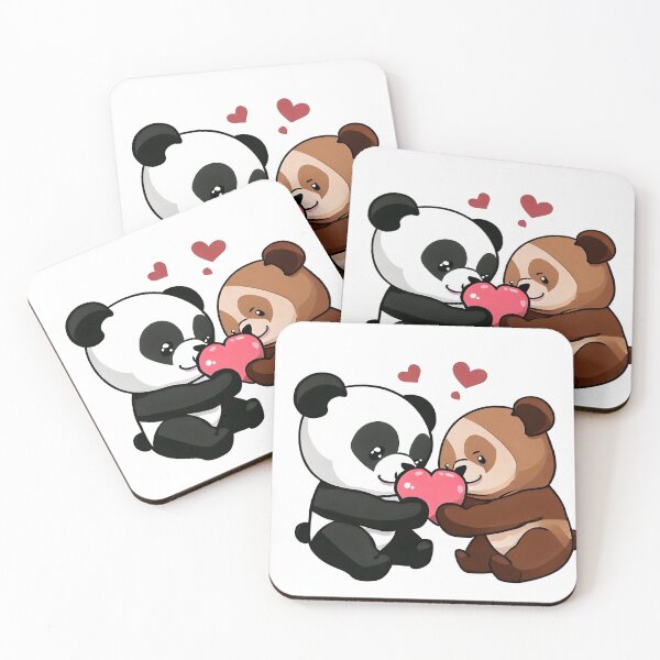 Item preview, Panda And Brownie Bear Couple designed and sold by GiftsForCouples.