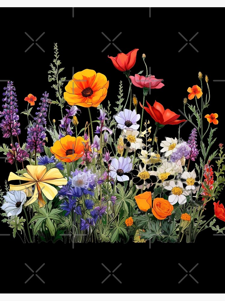 Colorful wild flowers field
