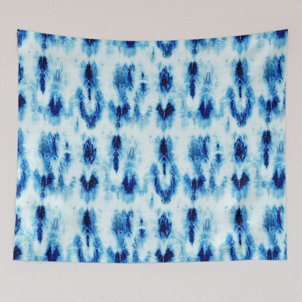 Item preview, Seamless tie-dye pattern of indigo color on white silk.  Shibori dyeing. designed and sold by lamarmarina.