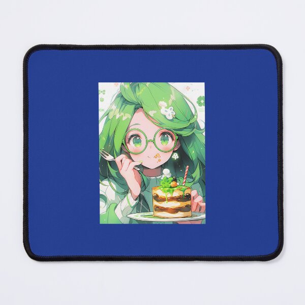 Item preview, green kawaii anime 	 eating pancakes in kitchen 	 	 designed and sold by vkruhveci22.