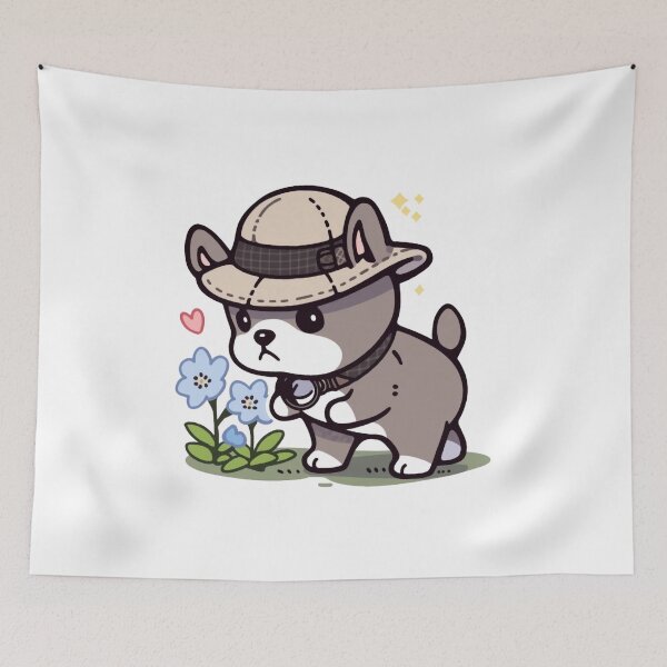 Item preview, Curious French Bulldog Sniffing Flower - Stylish Sticker designed and sold by PaintbrushPlace.