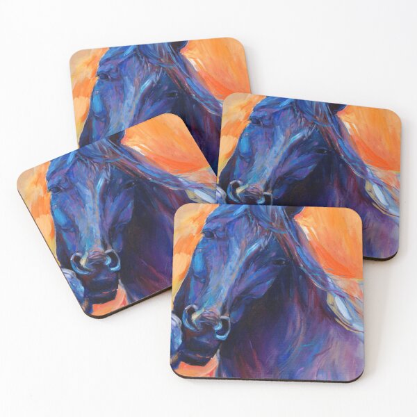 Item preview, Original abstract oil painting of a beautiful blue horse.Modern Impressionism designed and sold by MTShoppingLine.