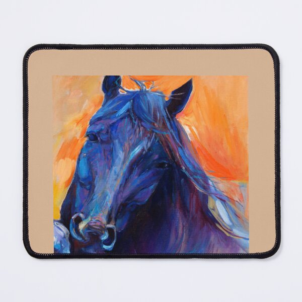 Item preview, Original abstract oil painting of a beautiful blue horse.Modern Impressionism designed and sold by MTShoppingLine.