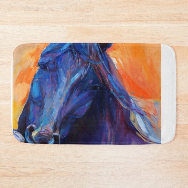 Item preview, Original abstract oil painting of a beautiful blue horse.Modern Impressionism designed and sold by MTShoppingLine.