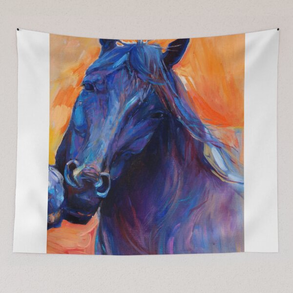 Item preview, Original abstract oil painting of a beautiful blue horse.Modern Impressionism designed and sold by MTShoppingLine.