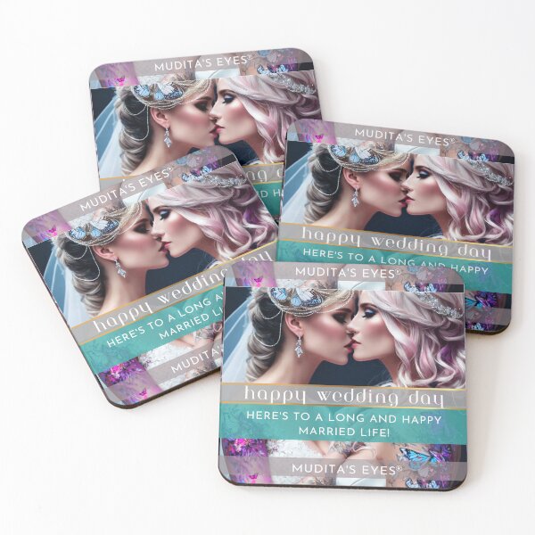 Item preview,   Romantic "Here is to a long happy married life"  Wedding Day Wishes & Proposal Couple Sticker designed and sold by MuditasEyes.
