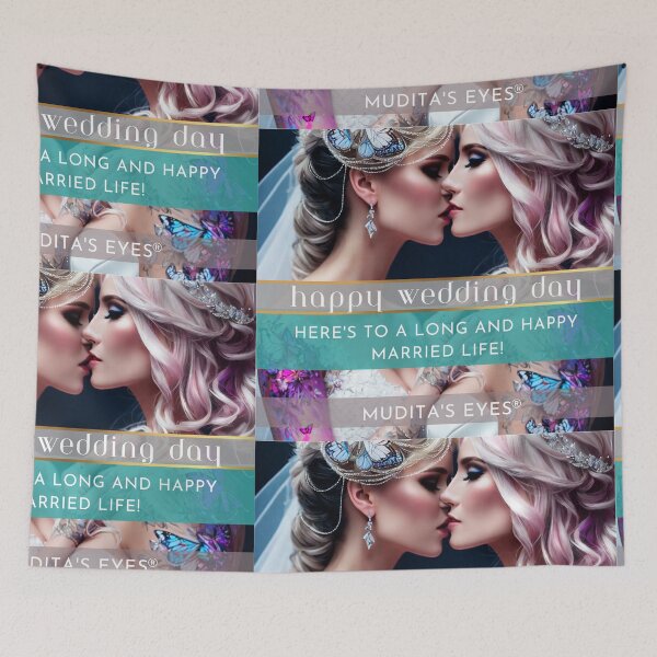 Item preview,   Romantic "Here is to a long happy married life"  Wedding Day Wishes & Proposal Couple Sticker designed and sold by MuditasEyes.