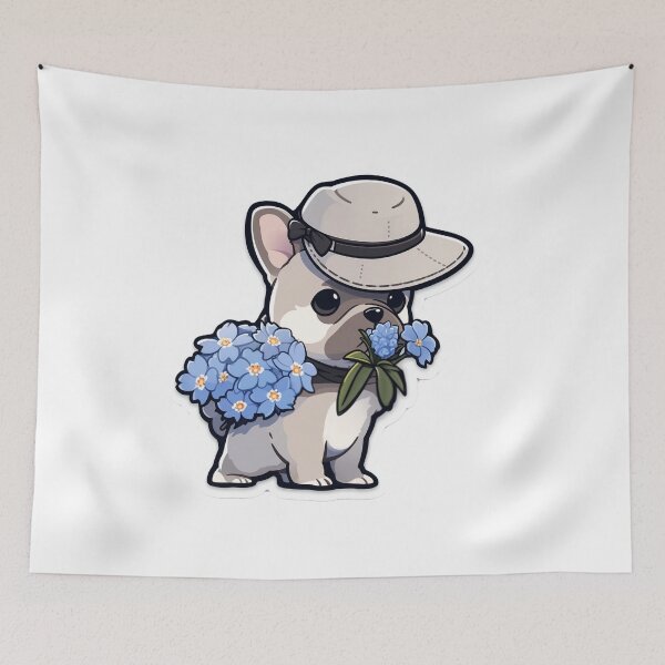 Item preview, Curious French Bulldog Sniffing Flower - Stylish Sticker designed and sold by PaintbrushPlace.
