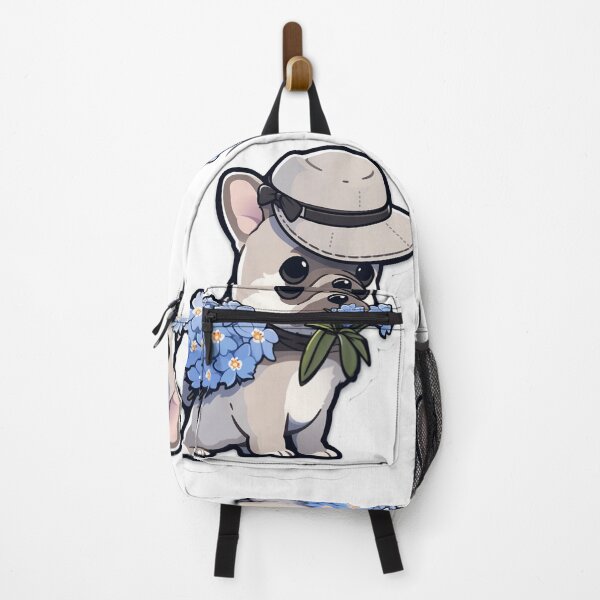 Item preview, Curious French Bulldog Sniffing Flower - Stylish Sticker designed and sold by PaintbrushPlace.