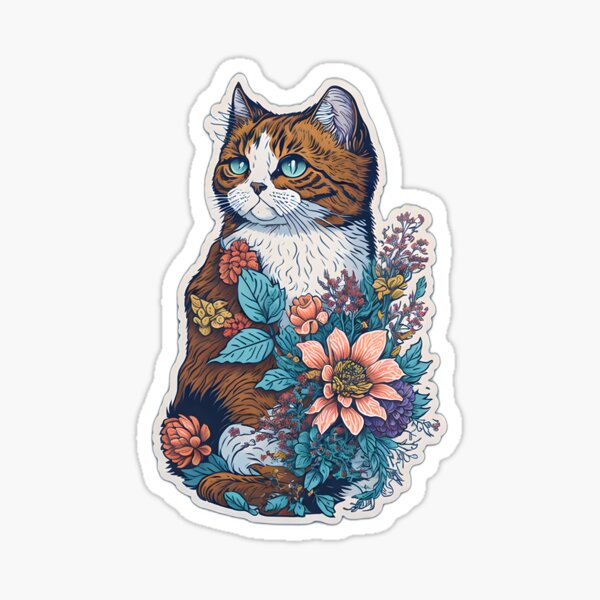 Item preview, Floral Whiskers: Cute Cat Amongst Flowers designed and sold by FashionRex.
