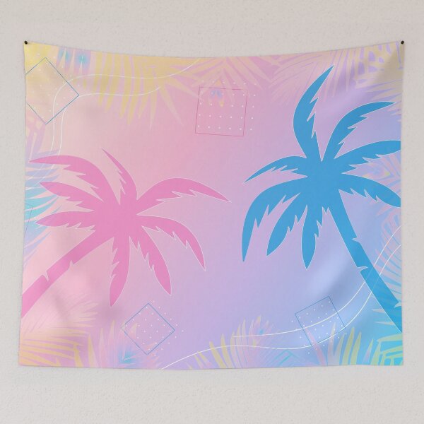 Item preview, palm trees, multicolored palm silhouettes background designed and sold by SabinArt.