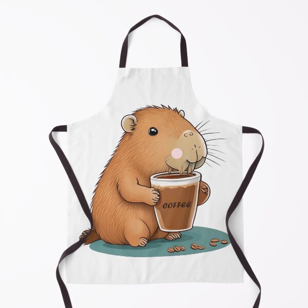 Artikelvorschau, Niedlicher Capybara, der Kaffee trinkt, generative KI entworfen und verkauft von juoctaviniarts.