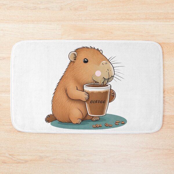 Item preview, Cute Capybara drinking coffee generative ai designed and sold by juoctaviniarts.