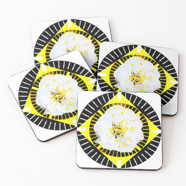 Item preview,  White Plum flower surrounded byBlack and yellow colors by Iritof designed and sold by iritof.