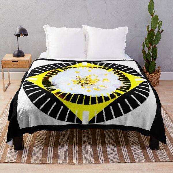Item preview,  White Plum flower surrounded byBlack and yellow colors by Iritof designed and sold by iritof.