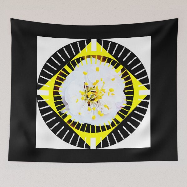 Item preview,  White Plum flower surrounded byBlack and yellow colors by Iritof designed and sold by iritof.