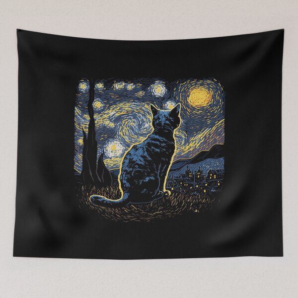 Item preview, Starry Night Inspired Cat Gifts Funny Cat designed and sold by KsuAnn.