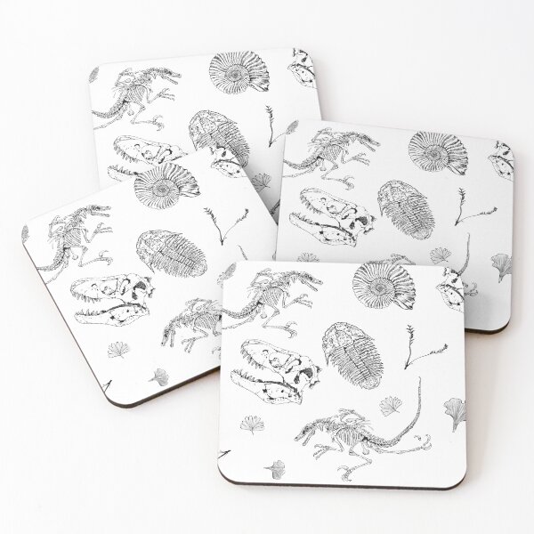 Item preview, Fossils - Jurassic dinosaur pattern, black and white, subtle, archaeology, prehistoric designed and sold by Lacrymastory.
