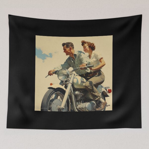 Item preview, Vintage couple Motorbike on the Road  designed and sold by SameeraDammeyer.