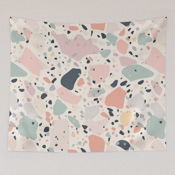 Item preview, Terrazzo Vintage Pastel Pink green blue yellow pattern - marble terrazzo pink and green designed and sold by Sara-Design2.