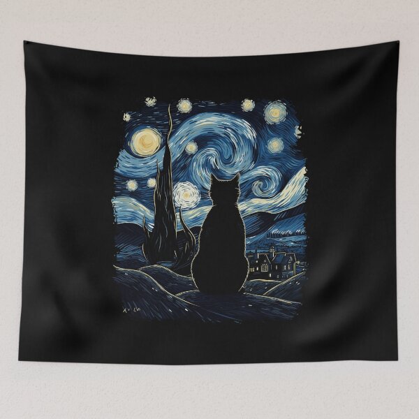Item preview, Starry Night Inspired Cat Gifts Funny Cat designed and sold by KsuAnn.