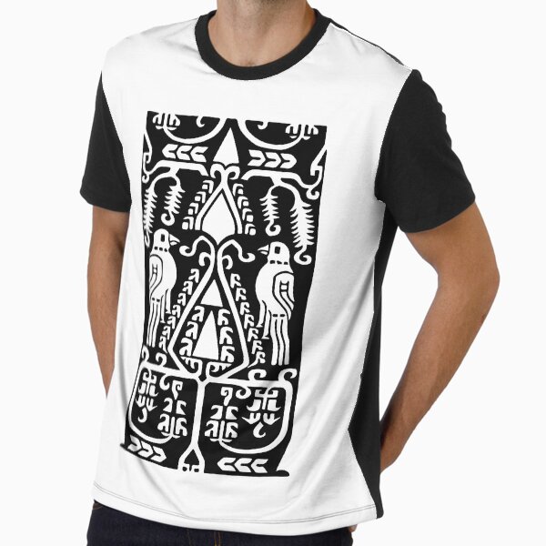 Black and white Persian Birds Pattern Design Graphic T-Shirt