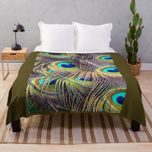 Item preview, Brilliant Peacock Feathers Throw Pillow 	 designed and sold by wabwstumgi72.