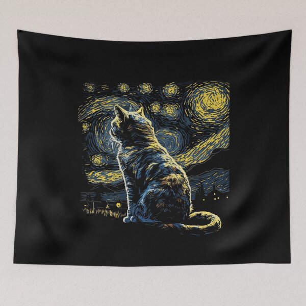 Item preview, Starry Night Inspired Cat Gifts Funny Cat designed and sold by KsuAnn.