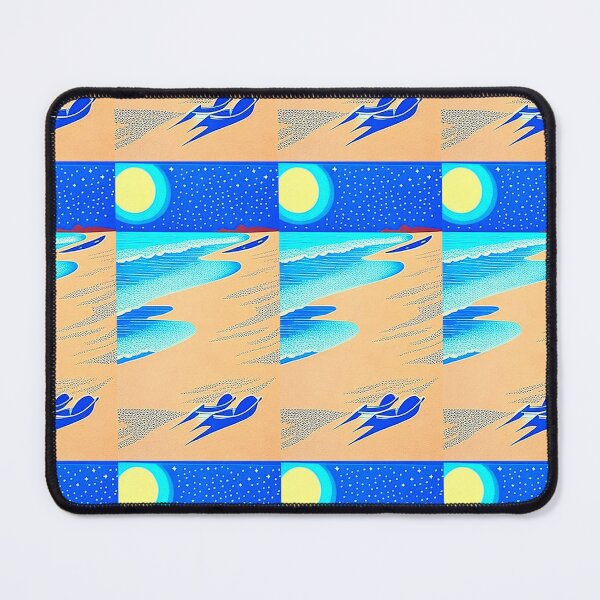 Item preview, Beach Waves colorful linograph folk art designed and sold by Earth Nature Creations.
