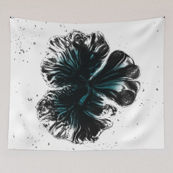 Item preview, Fantasy Flowers digital artwork in Teal, Black, and White designed and sold by LAEC-Shop.