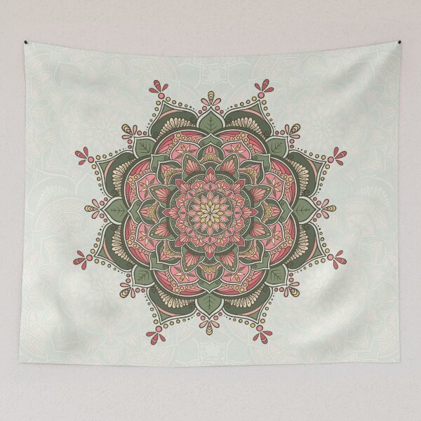 Item preview, Spring Garden Green and Pink Mandala designed and sold by Shaseldine.