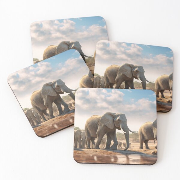Item preview, A group of elephants next to water designed and sold by isBotStore.