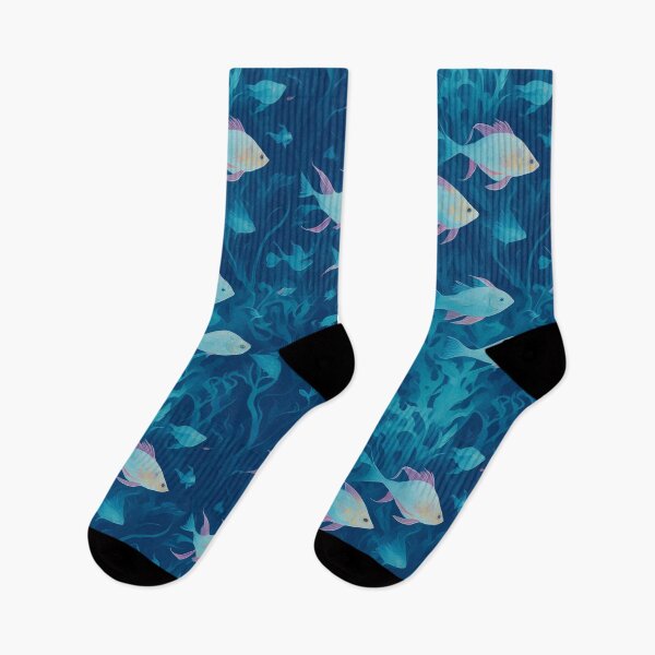 Item preview, Tropical fish and plants underwater blue pattern designed and sold by AQuirkyApple.
